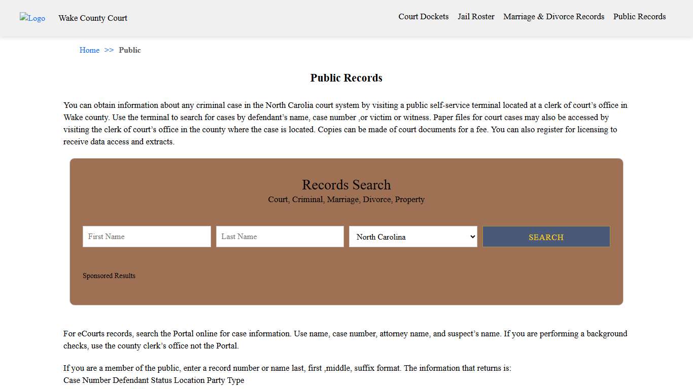 Public Records | Wake County Court